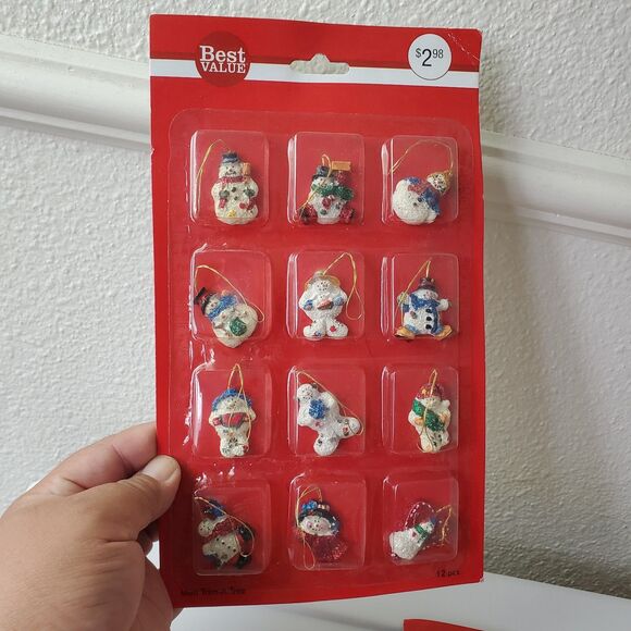 Vintage New Old Stock Mini Christmas Tree Ornaments CVS Merry Brite Best Value - Picture 3 of 13